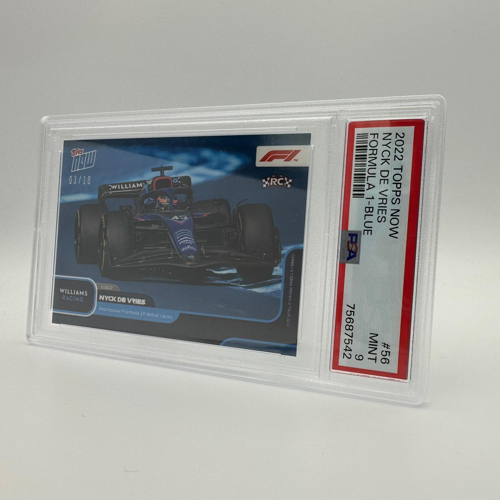 PSA 9 Graded 3/10 Nyck de Vries Formula 1 Debut Rookie Card #056 Blue - Perfect for F1 Collectors & Racing Memorabilia Displays