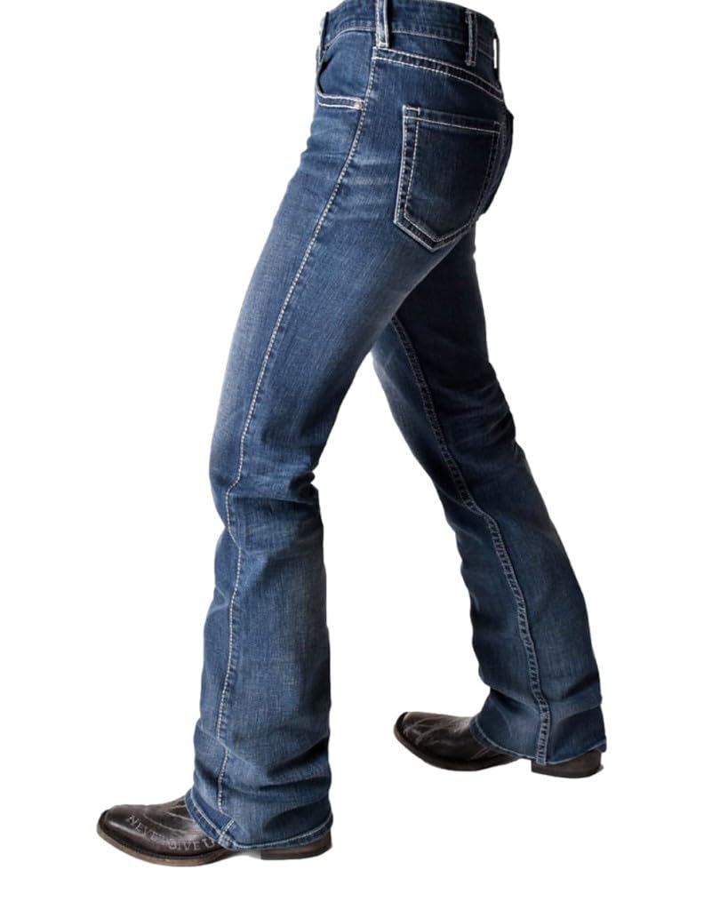 Cowgirl Tuff Western Jeans for Women - Medium Wash Never Give Up Denim Pants - Perfect for Rodeo, Horseback Riding & Country Fashion