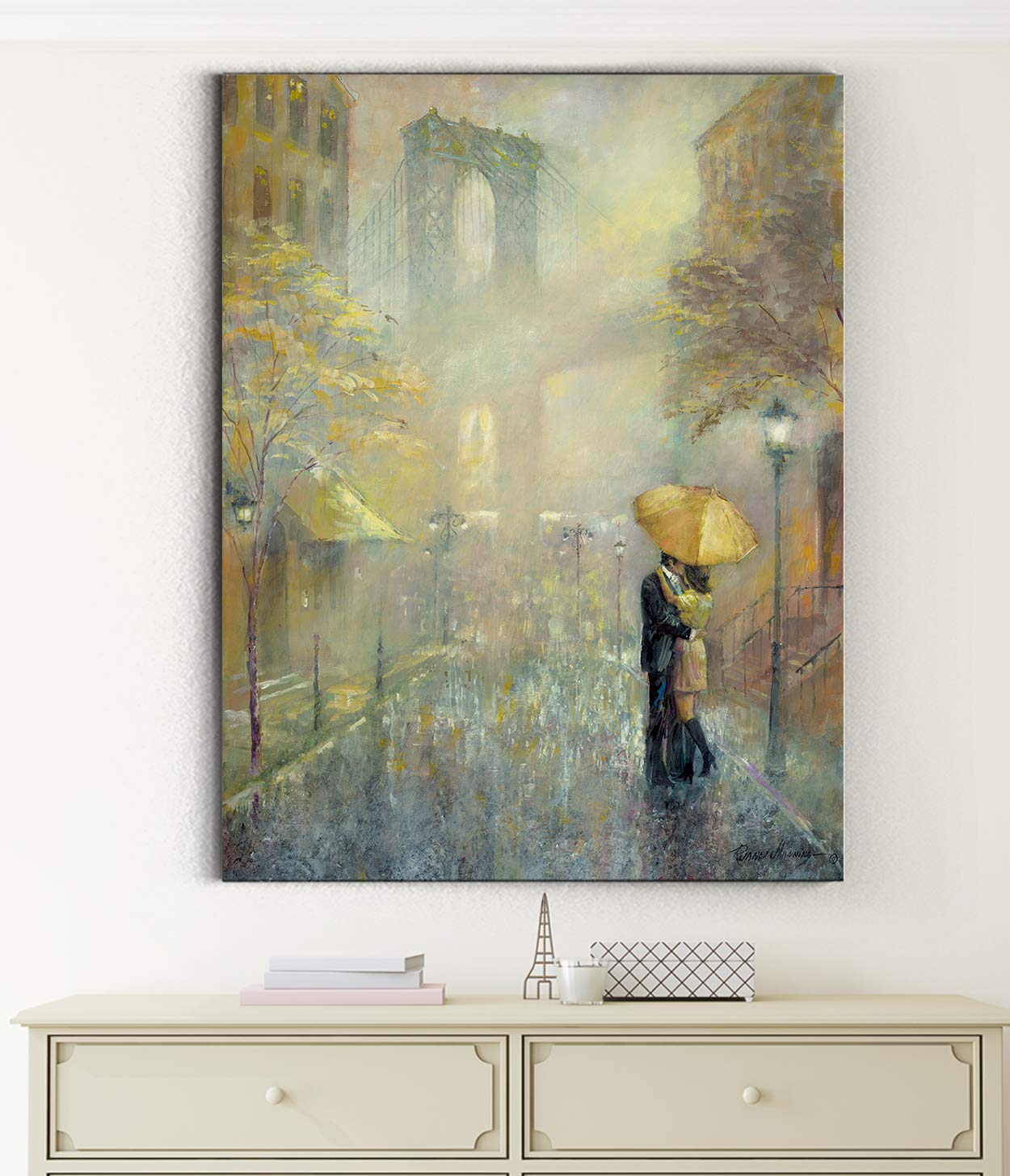 Wexford Home City Romance II Gallery Wrapped Canvas Wall Art - 30x40 Inches - Modern Abstract Painting for Living Room, Bedroom & Office Decor