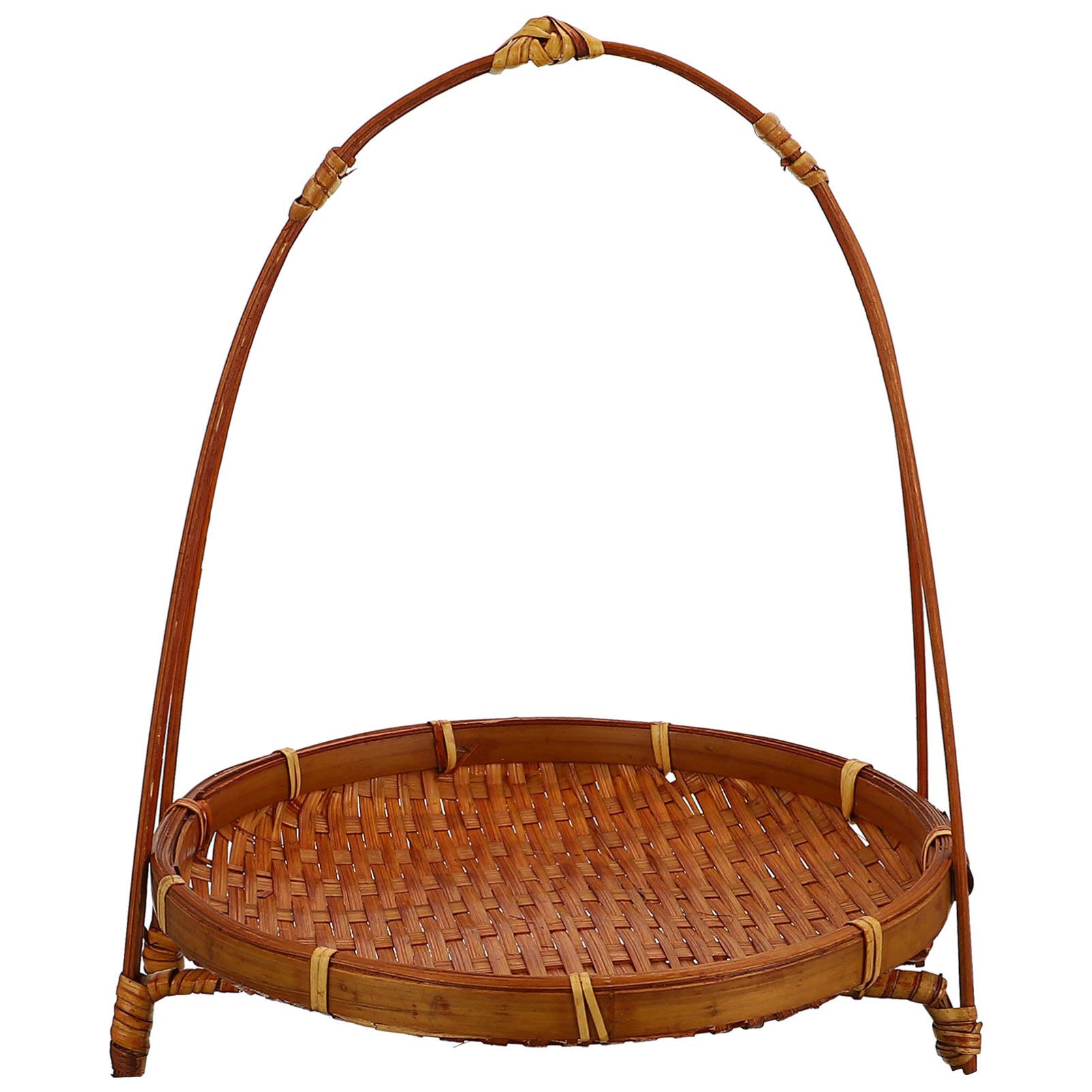 Eco-Friendly Woven Bamboo Basket - Round Rattan Tray for Fruits, Bread, Snacks & Candy | Natural Wicker Organizer for Kitchen, Dining Table & Home Decor | Perfect for Picnics, Parties & Gift Giving