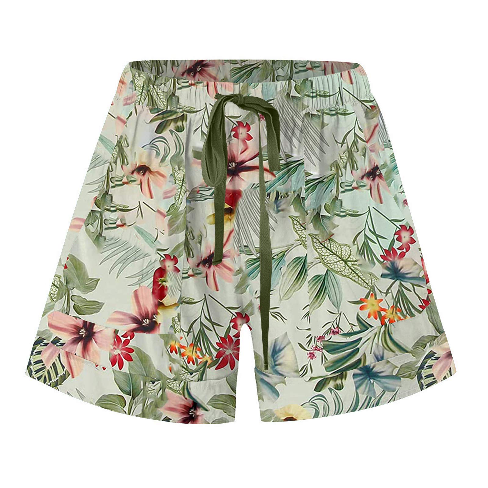 Women's Casual Shorts - Plus Size Comfortable Elastic Waist Fashion Printed Pocket Shorts for Summer, Travel & Lounge Wear