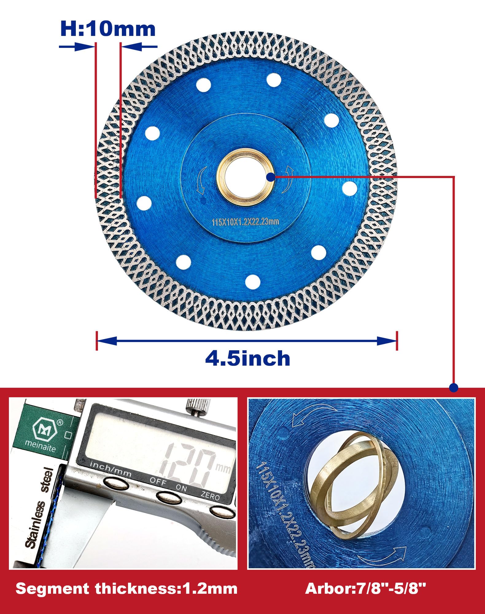 OSTEK 4.5 Inch Ultra Thin Diamond Tile Blade - Premium Porcelain, Granite & Marble Cutting Disc for Ceramic Tiles (4.5