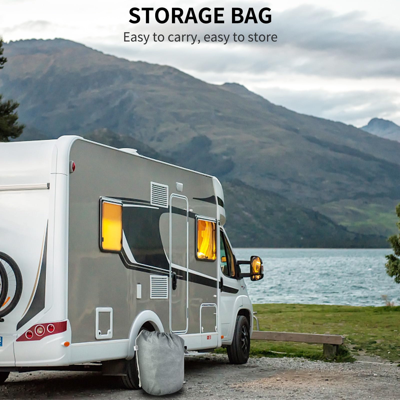 Heavy Duty 20-22 FT RV Cover - Waterproof, Rip-Resistant, UV Protection Camper Cover with Windproof Straps for Winter Snow Protection | Ideal for Outdoor Storage, Travel Trailers, and Camper Vans