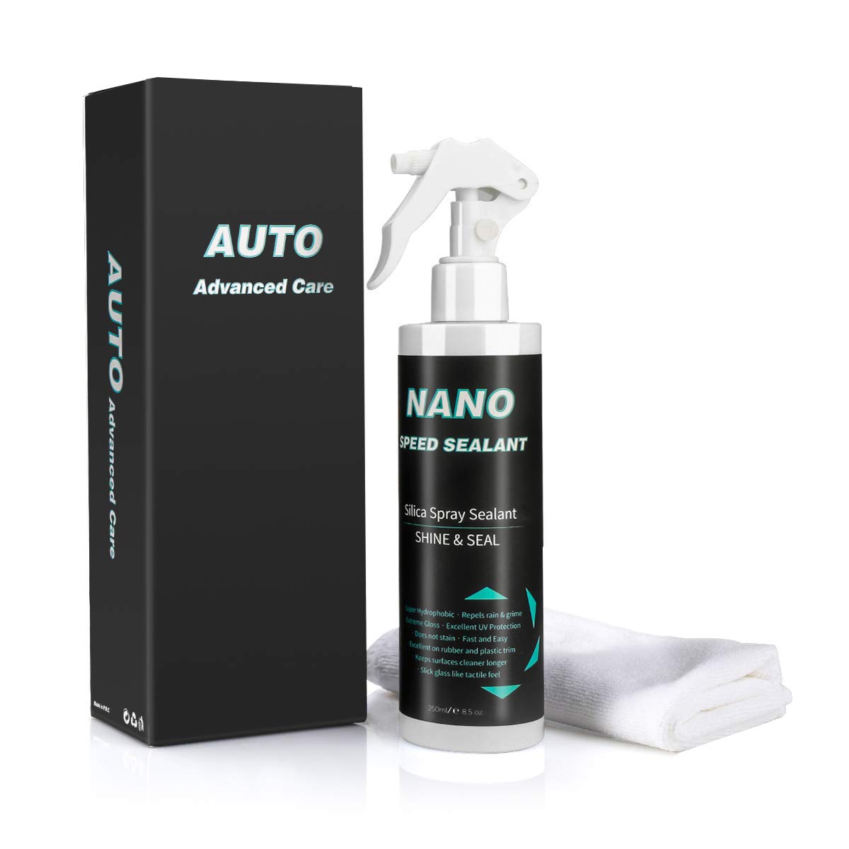 Premium Car Ceramic Coating Spray - Hydrophobic Polymer Paint Sealant & Waterless Car Wash Wax - Auto Detailing Polish & Protective Top Coat (8.5oz/250ml) for Cars, Trucks & Motorcycles - Ultimate Shine & Protection for Daily Driving & Show Vehicles