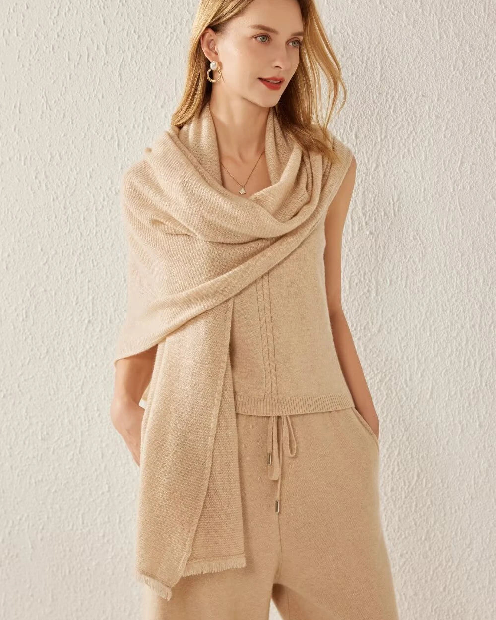 Luxury Women's Cashmere Fringe Scarf - Soft Winter Warm Wrap Shawl for Cold Weather, Travel & Fashion Accessories