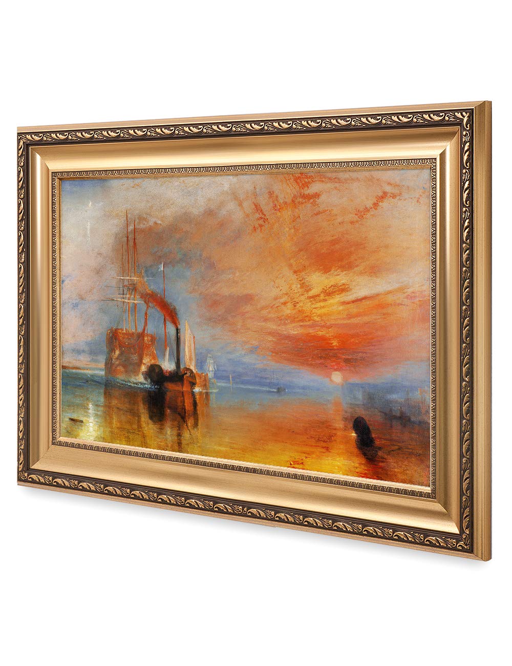 DECORARTS - The Fighting Temeraire by William Turner - High Quality Oil Painting Reproduction Giclee Print on Canvas - Framed Wall Art Ready to Hang (30x22 Inches) - Perfect for Living Room, Bedroom & Office Decor