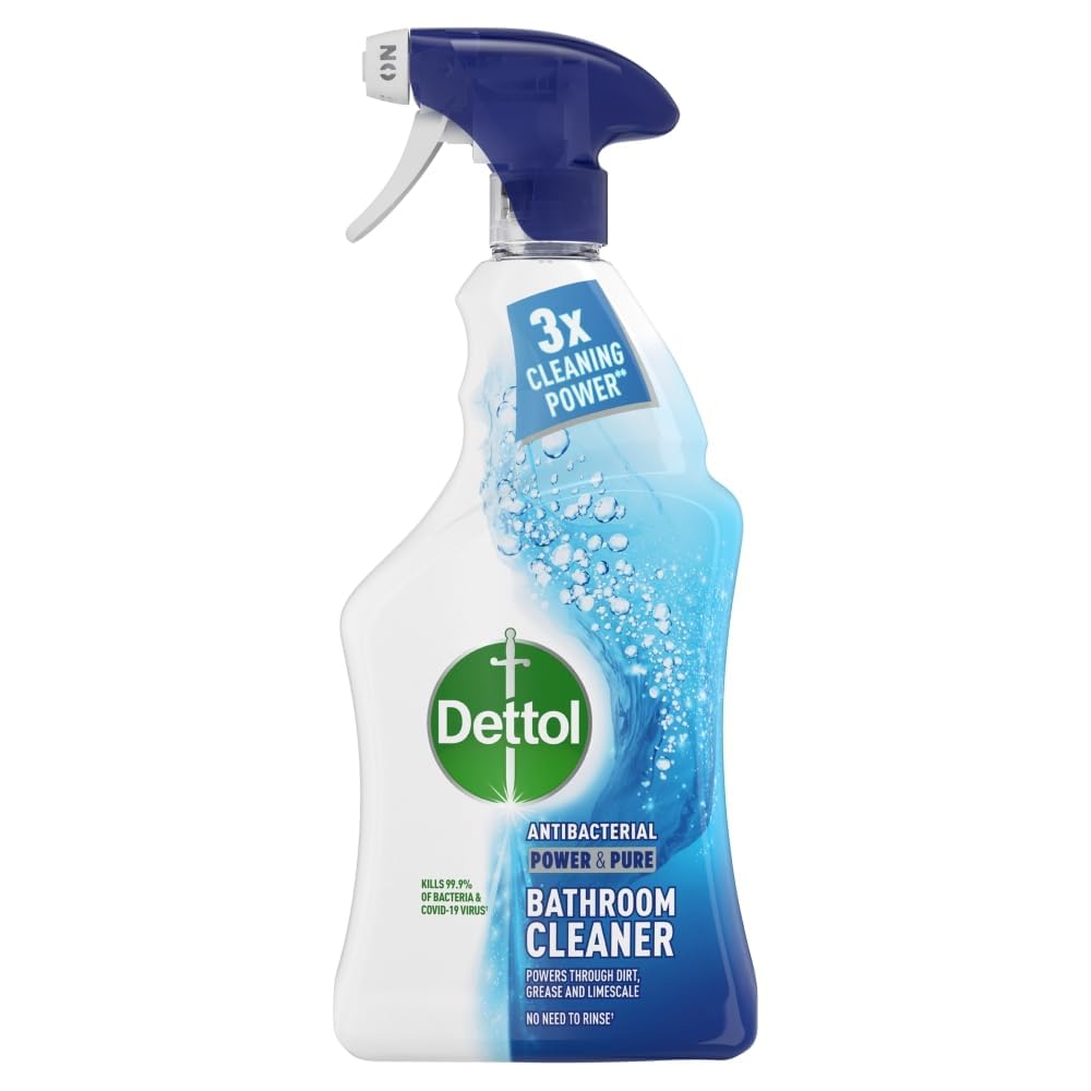 Dettol Power and Pure Bathroom Spray Disinfectant - 1 Liter | Kills 99.9% Germs | Ideal for Toilets, Sinks & Showers | Fresh & Clean Bathroom