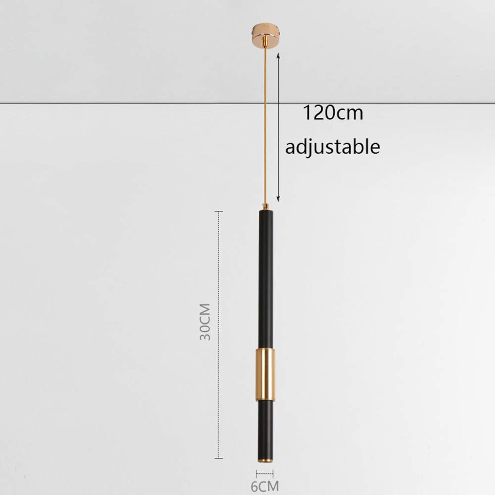 Modern LED Pendant Light - 5W Cylinder Pipe Suspension Lamp for Kitchen Island, Dining Room & Bar - Gold/Black Finish with White Light - Perfect for Restaurant, Shop & Home Decor Lighting