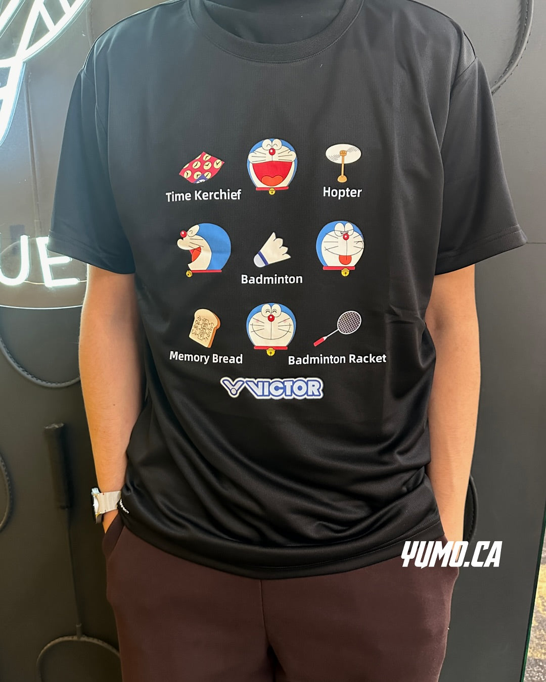 Victor X Doraemon Unisex Graphic T-Shirt 503DRM C - Soft Cotton Casual Tee for Men & Women [Black] | Anime Fashion, Streetwear, Cosplay & Everyday Wear