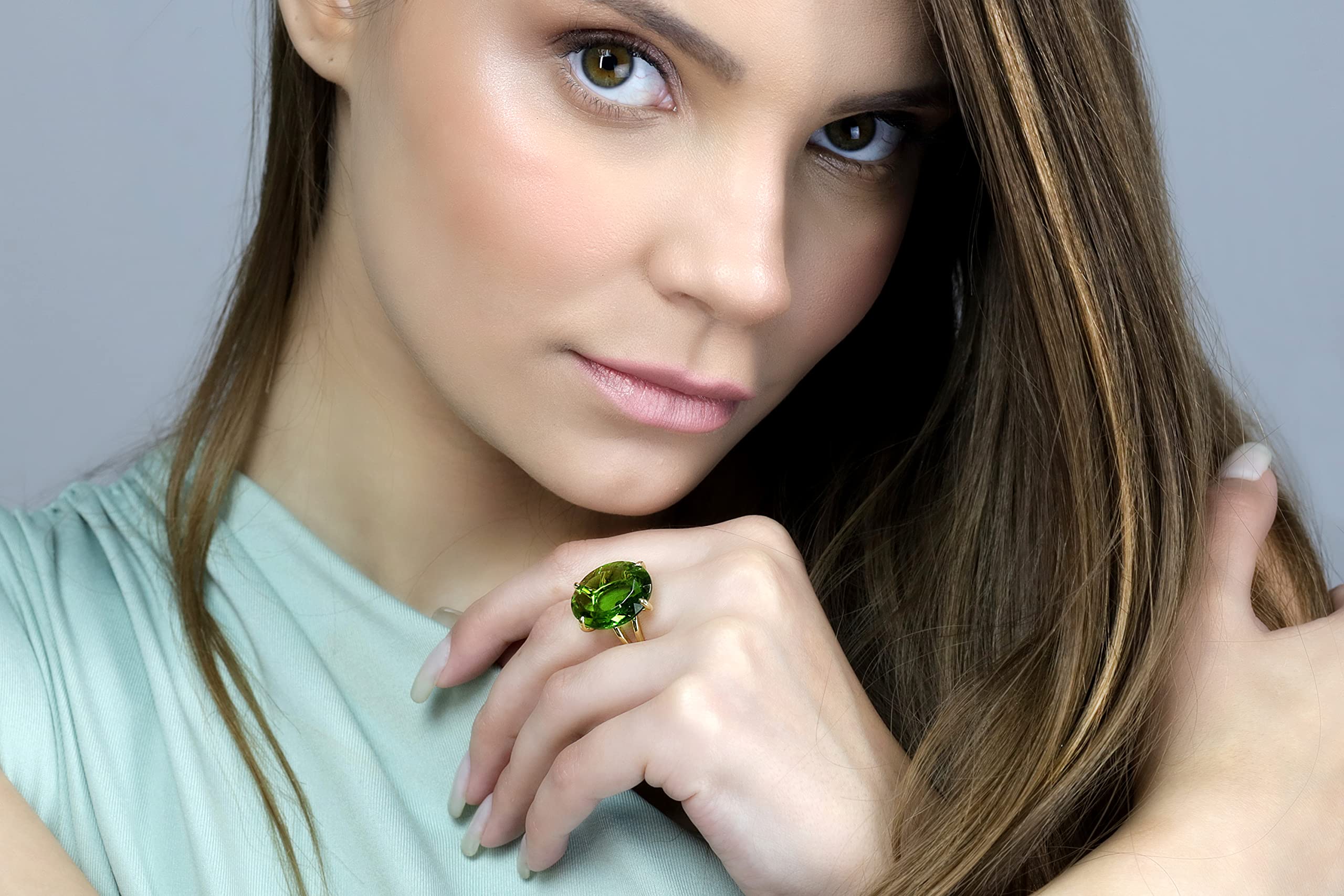 14k Rose Gold Filled Peridot Ring for Women | Handcrafted August Birthstone Jewelry | Elegant Simple & Statement Ring | Perfect Gift for Anniversary, Birthday & Special Occasions | Comes with Jewelry Box