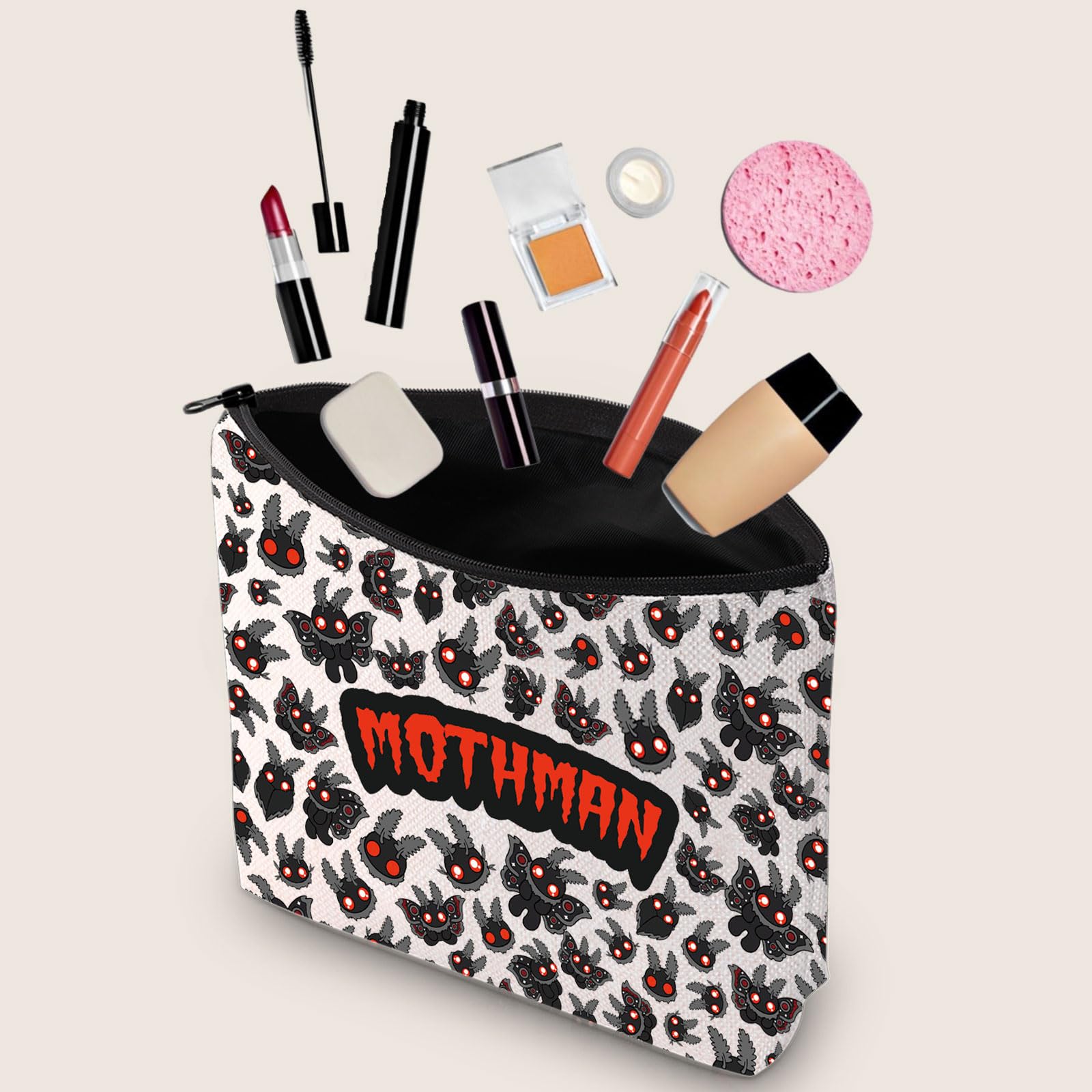 JXGZSO Mothman Cryptid Cosmetic Bag - Waterproof Makeup Pouch for Travel & Daily Use - Unique Cryptozoology Gift for Mothman Lovers - Perfect for Cosmetics, Toiletries & Small Accessories
