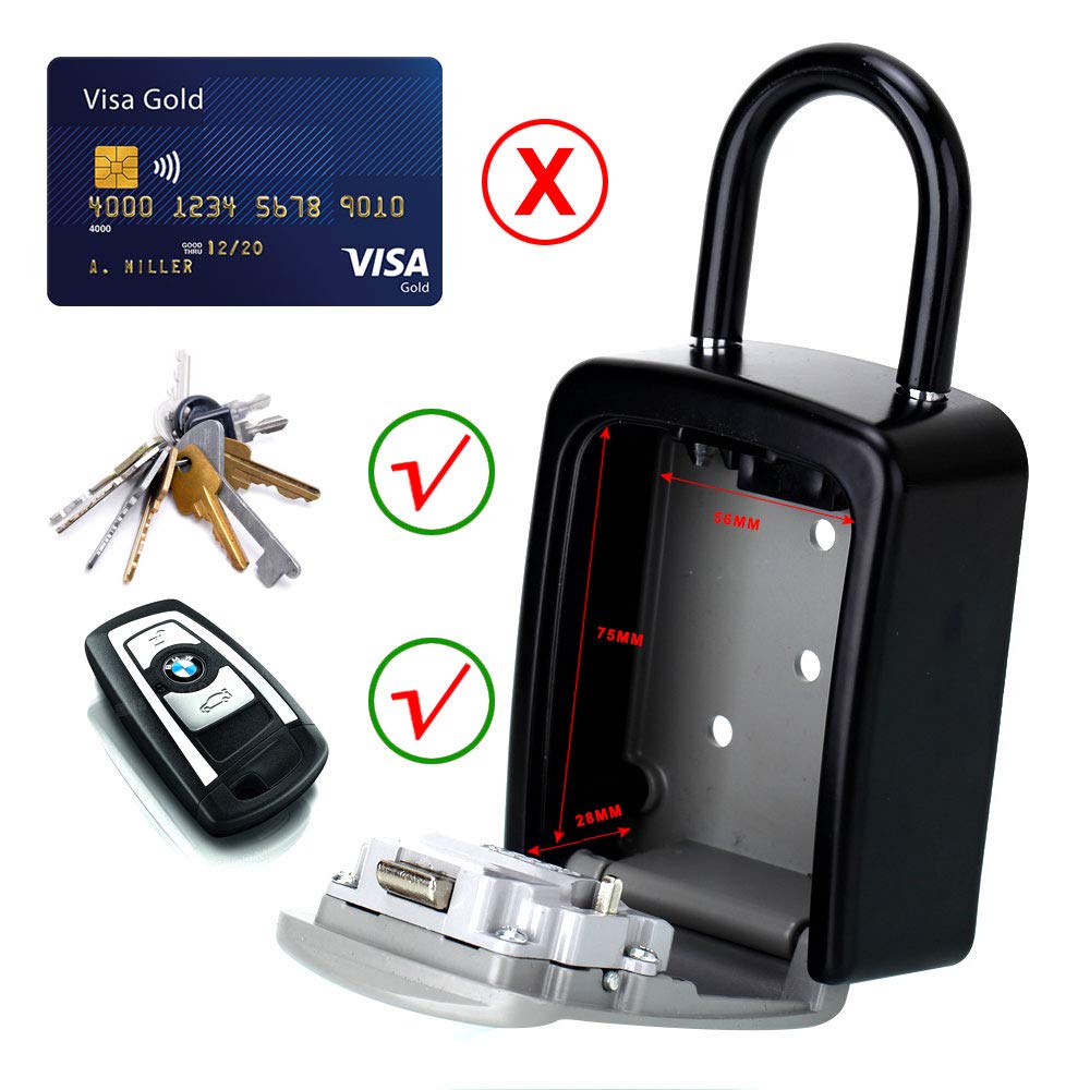 Key Lock Box with Combination Code - Secure Outdoor House Key Storage, Black Combo Door Locker (1 Pack) - Perfect for Vacation Homes, Airbnb Rentals & Emergency Key Access