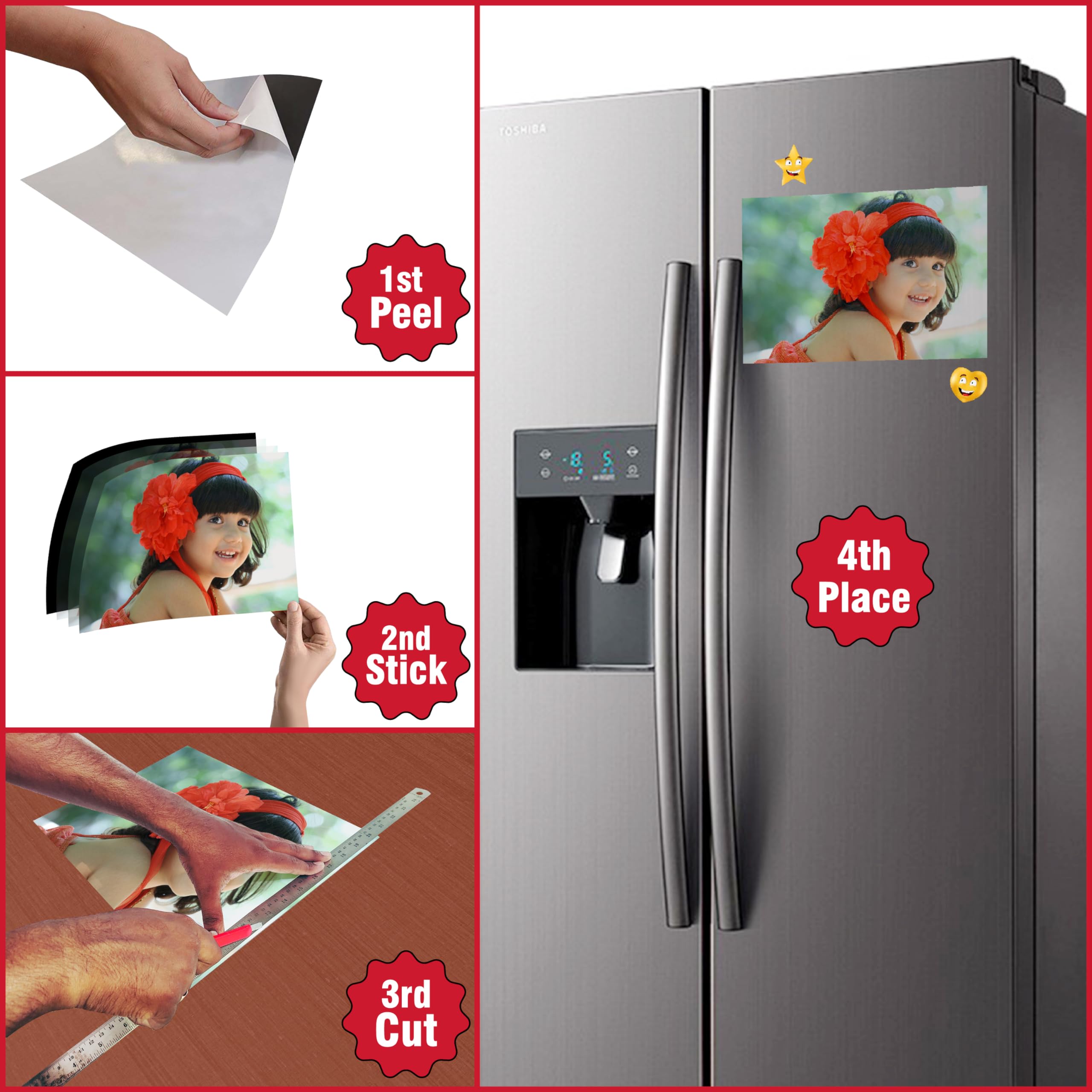 Self-Adhesive Magnetic Sheet 12x12 Inches - Removable DIY Fridge Magnets for Photos, Art Projects & Kids Crafts | Perfect for Home Decor, Office Organization & School Activities