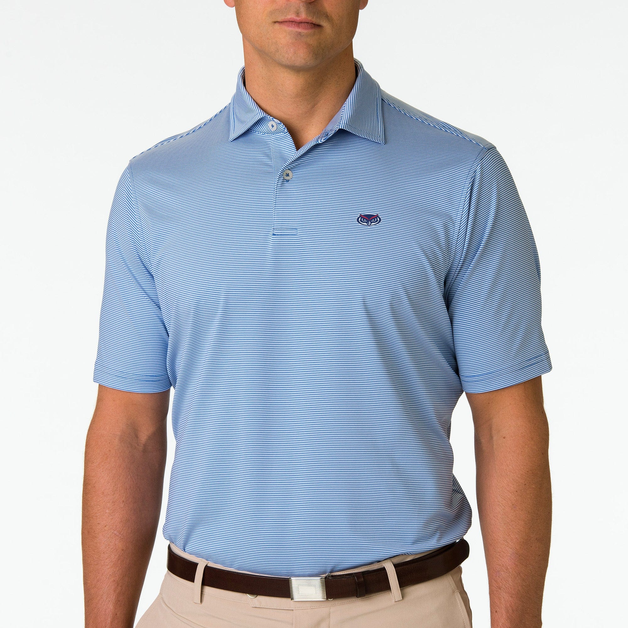 Florida Atlantic University FAU Mini Stripe Jersey Polo Shirt for Men & Women - Comfortable Breathable Cotton College Apparel - Perfect for Game Day, Tailgating & Campus Wear