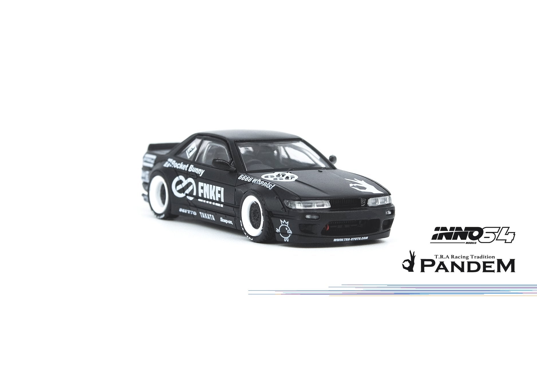 INNO Models 1:64 Scale Nissan Silvia S13 V2 Pandem Rocket Bunny Diecast Car - Matte Black Finish - Perfect for Collectors, Display Cases & Racing Dioramas