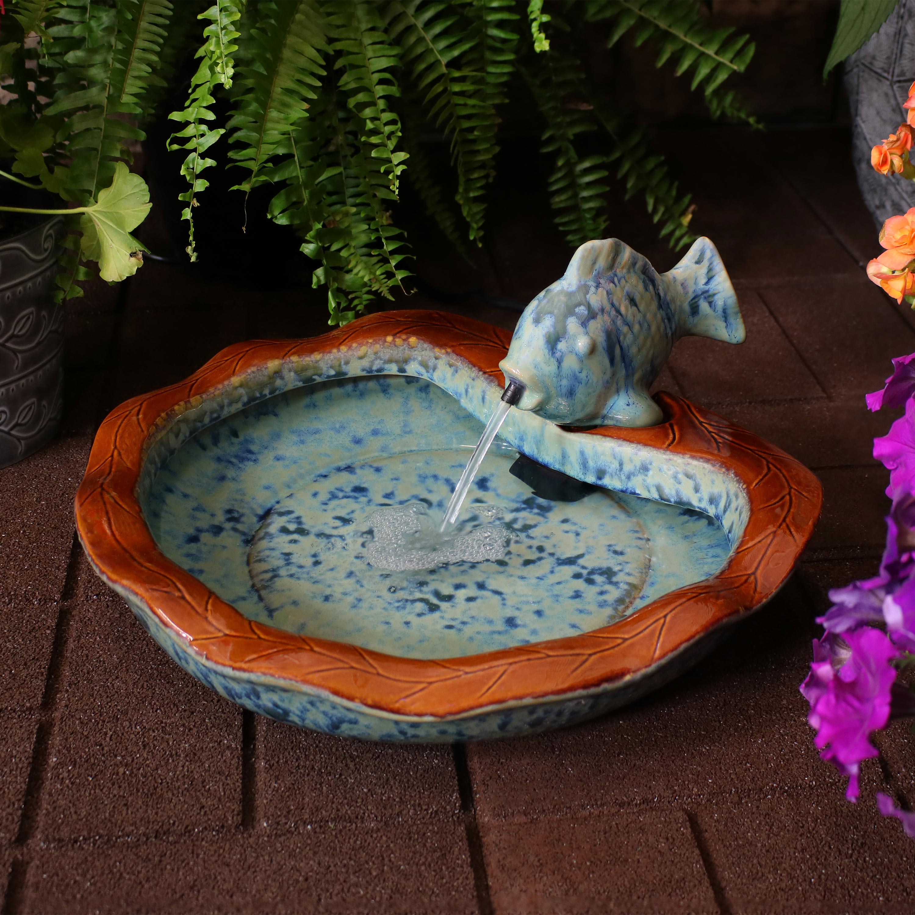 Sunnydaze Glazed Ceramic Fish Outdoor Water Fountain - Decorative Garden Fountain for Patio, Yard, and Landscape - Relaxing Water Feature for Outdoor Spaces