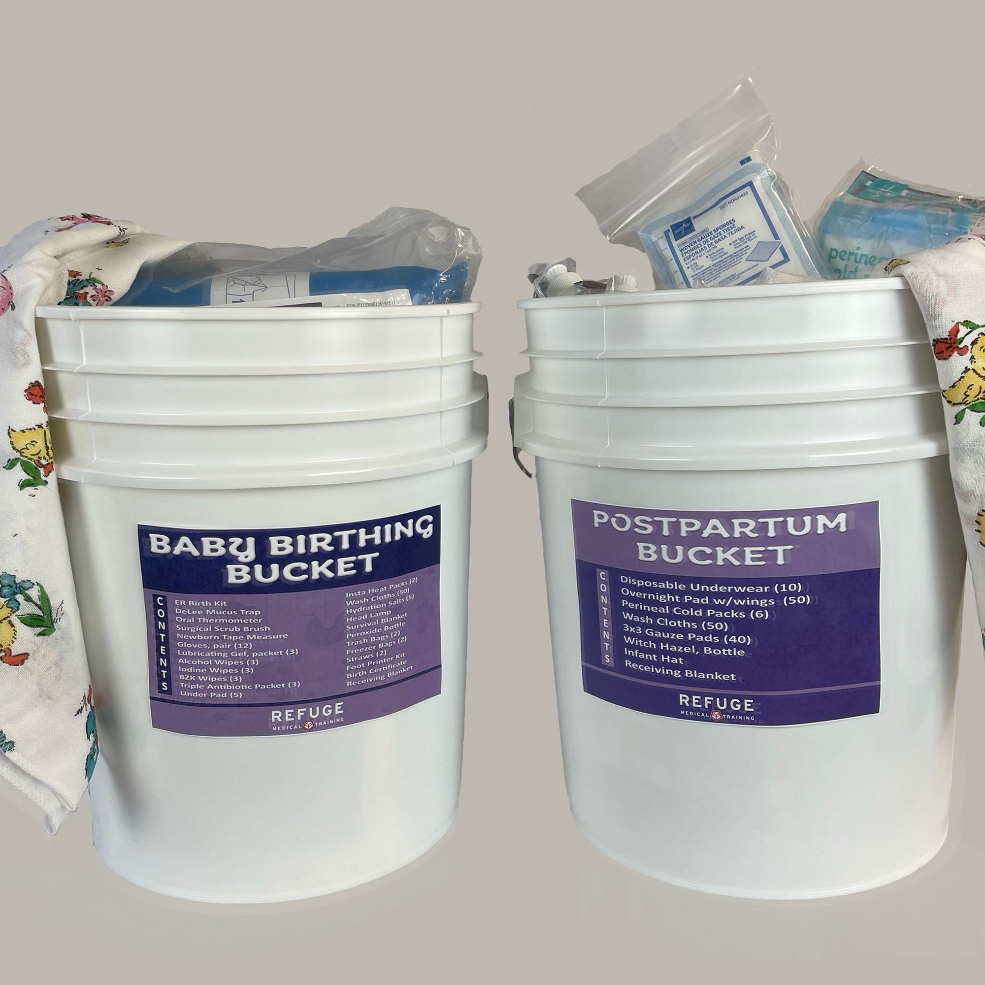 Postpartum Care Bucket & Birth Essentials Kit - Separate Buckets for Maternity & Newborn Care | Perfect for Hospital Bag, Home Recovery & Baby Shower Gifts (No PO Box Shipping)