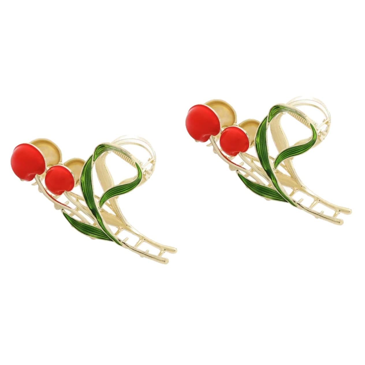 BIUDECO 2pcs Floral Leaf Hair Clips - Alloy Grip Hair Barrettes for Thick Hair, Cherry Blossom Hair Claws for Women & Girls (Perfect for Weddings, Parties & Daily Styling)