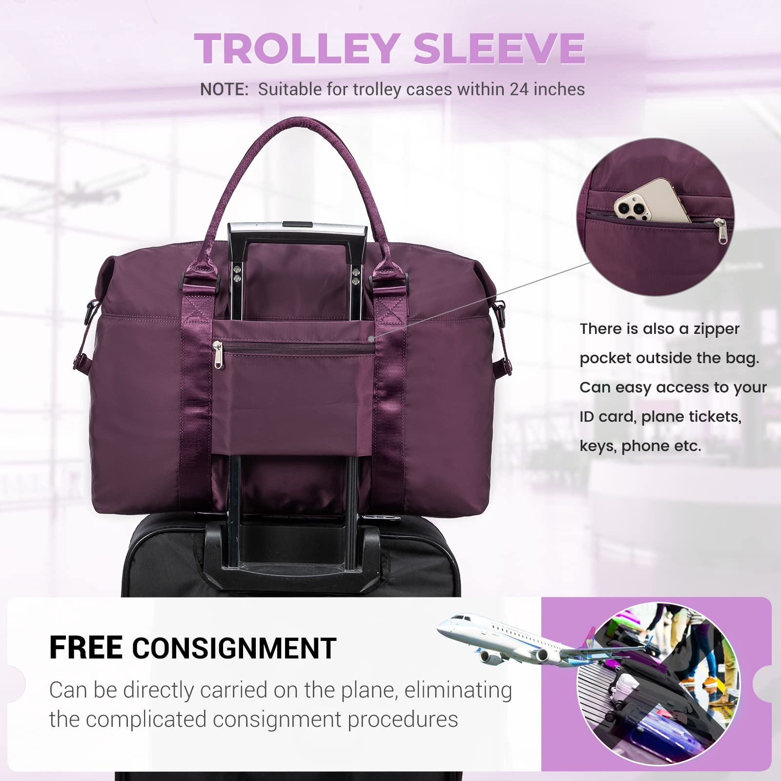 LOVEVOOK Women's Weekender Bag - Stylish Travel Tote, Gym Duffel & Carry On Overnight Bag with Toiletry Pouch - Perfect for Weekend Getaways, Gym Workouts & Hospital Visits