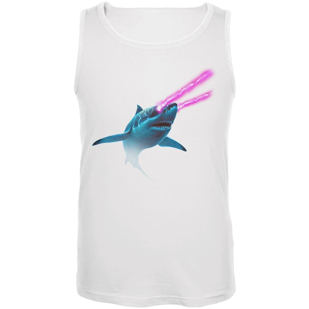 Galaxy Shark Great White Laser Beams Men's Sleeveless Shirt - Cool Graphic Tank Top for Summer, Gym, Beach & Casual Wear