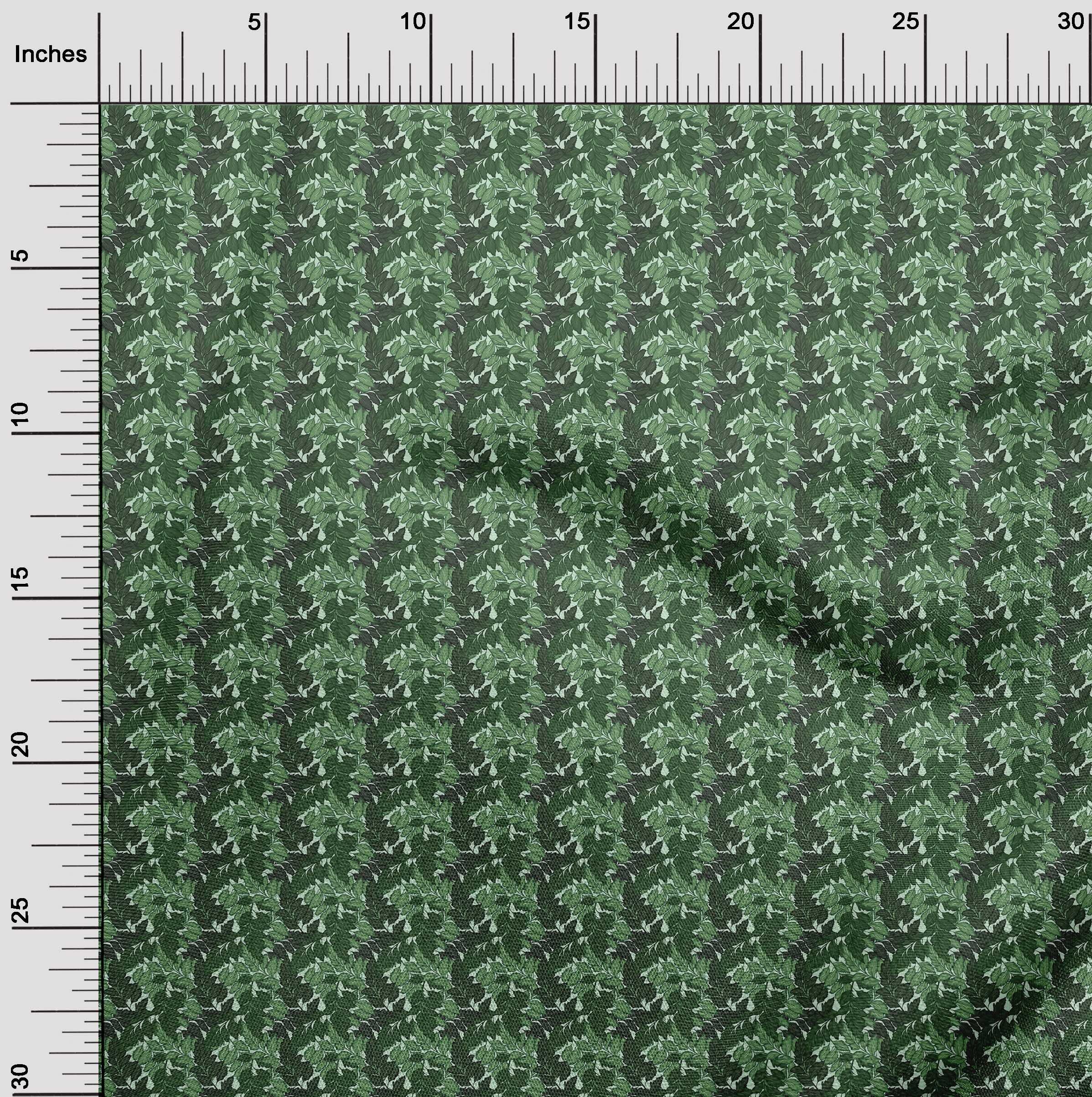 oneOone Velvet Green Fabric Leaves Printed Sewing Fabric by The Yard - 58 Inch Wide DIY Clothing & Craft Supplies for Dresses, Home Decor, Quilting & Costume Making