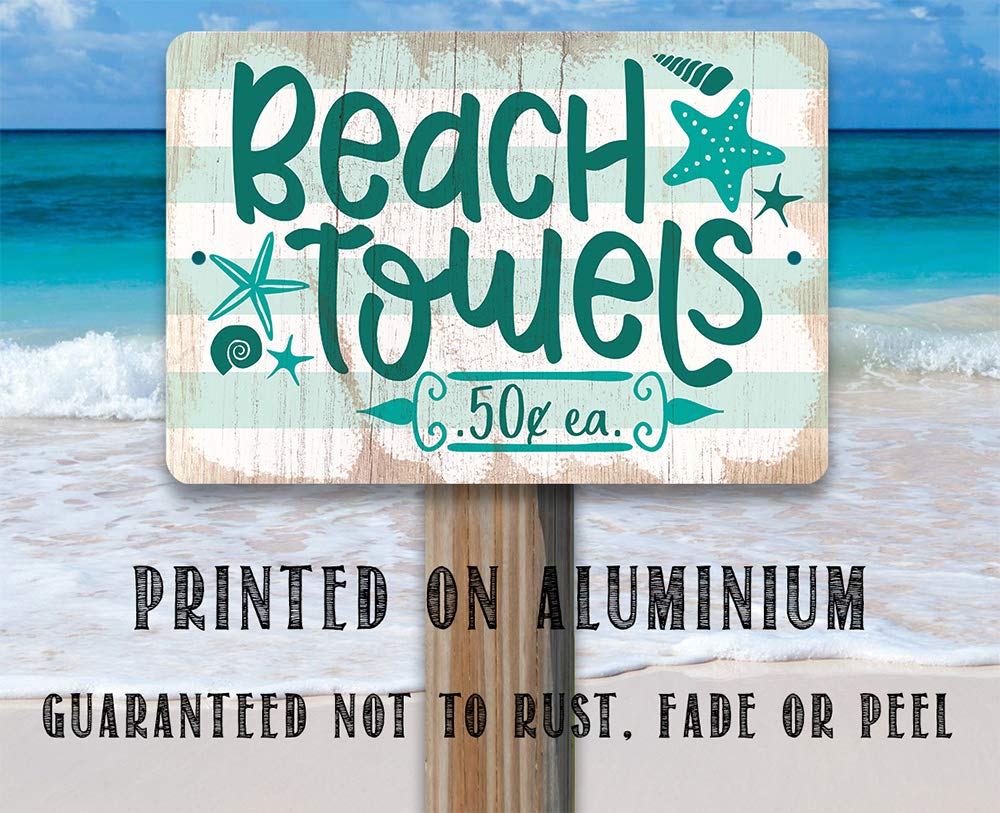 Beach Towels & Metal Wall Art Signs - Coastal Decor for Indoor & Outdoor Use - Perfect for Bedroom, Poolside, and Home Decor - Beach Themed Gift Ideas