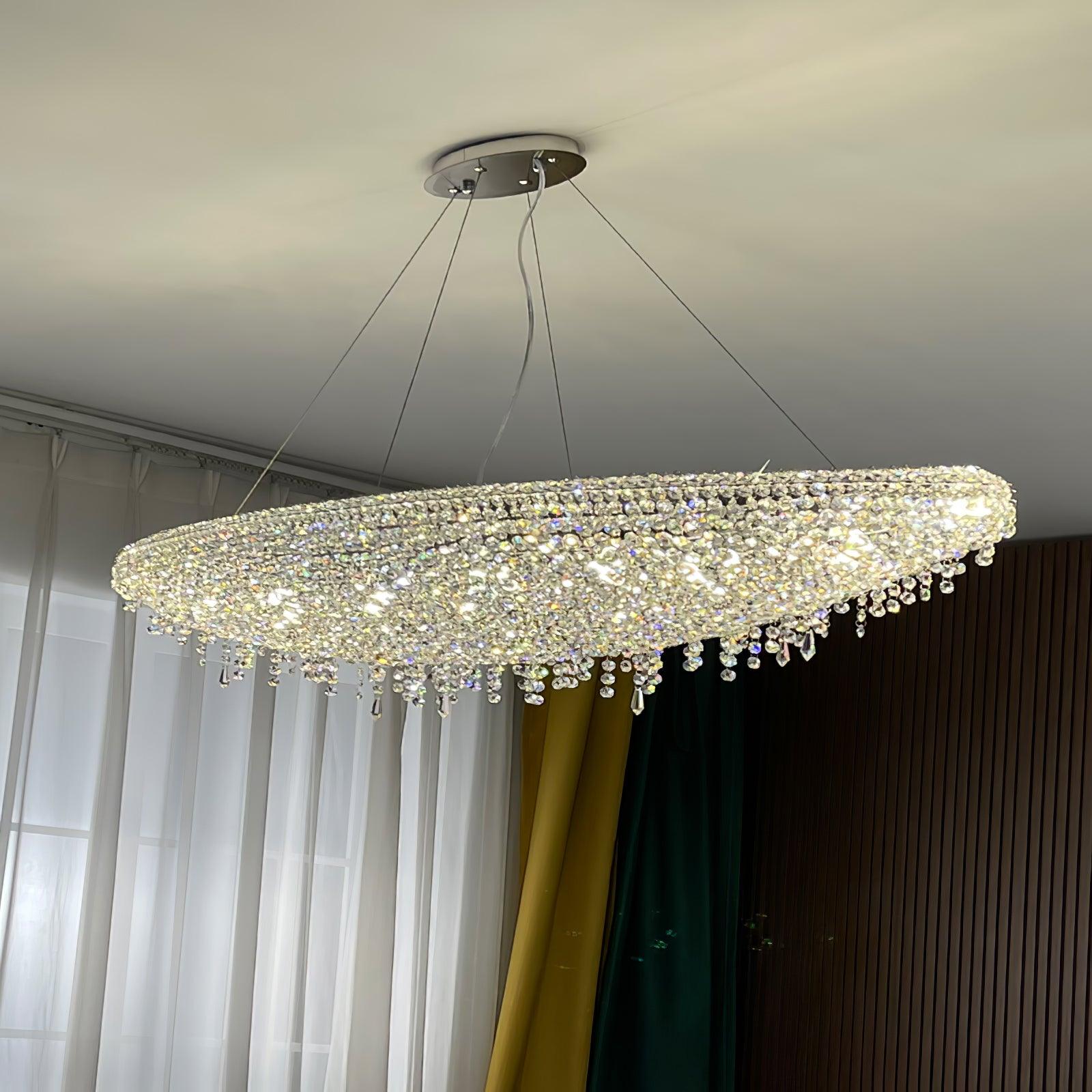 Elegant Boat Crystal Chandelier - Modern Nautical Ceiling Light Fixture for Dining Room, Bedroom & Living Room Decor