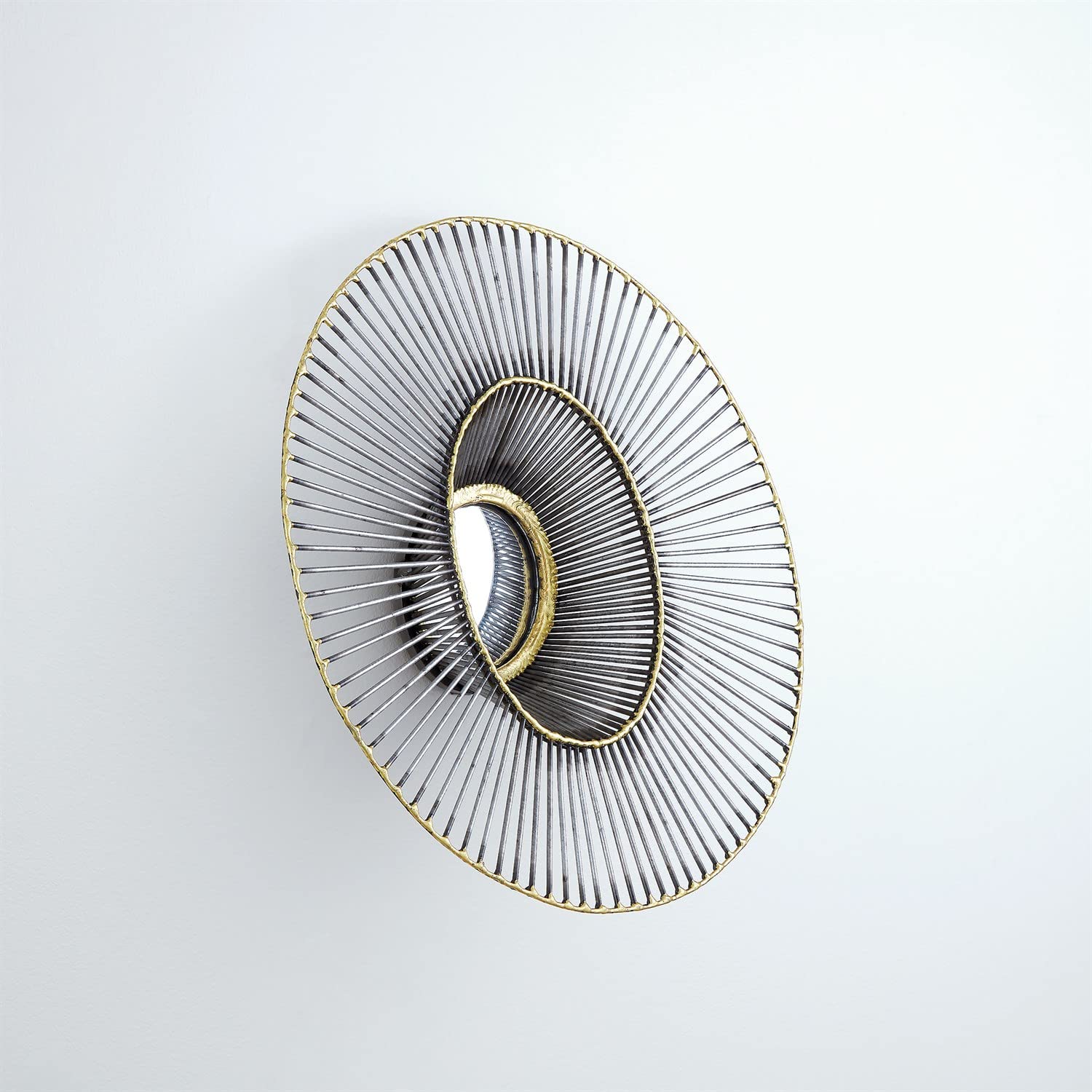 Global Views Tilt-A-Wire Mirror - Small Brass Wall Mirror for Home Decor | Elegant Bathroom Vanity Mirror & Bedroom Accent Piece
