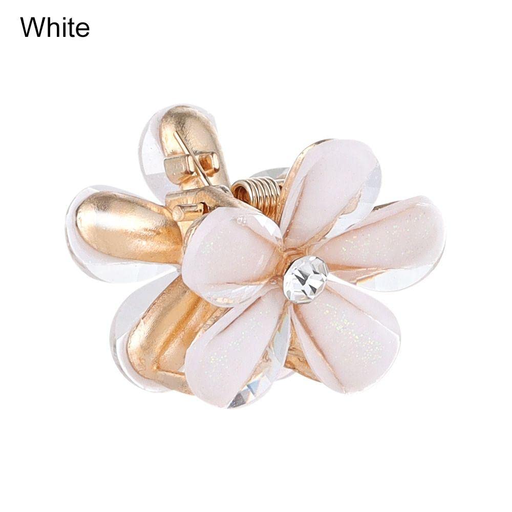 BellaStella Fashion 3-Piece Korean Style Floral Hair Clips Set - Mini Hair Clutchers for Girls & Women (White) | Perfect for School, Parties & Daily Hair Styling