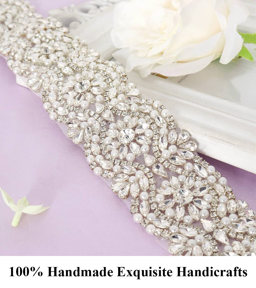Pardecor Rhinestone Wedding Belt - Crystal Bridal Sash for Wedding Dresses, Prom & Evening Gowns - Elegant Dress Accessory for Brides, Bridesmaids & Formal Events