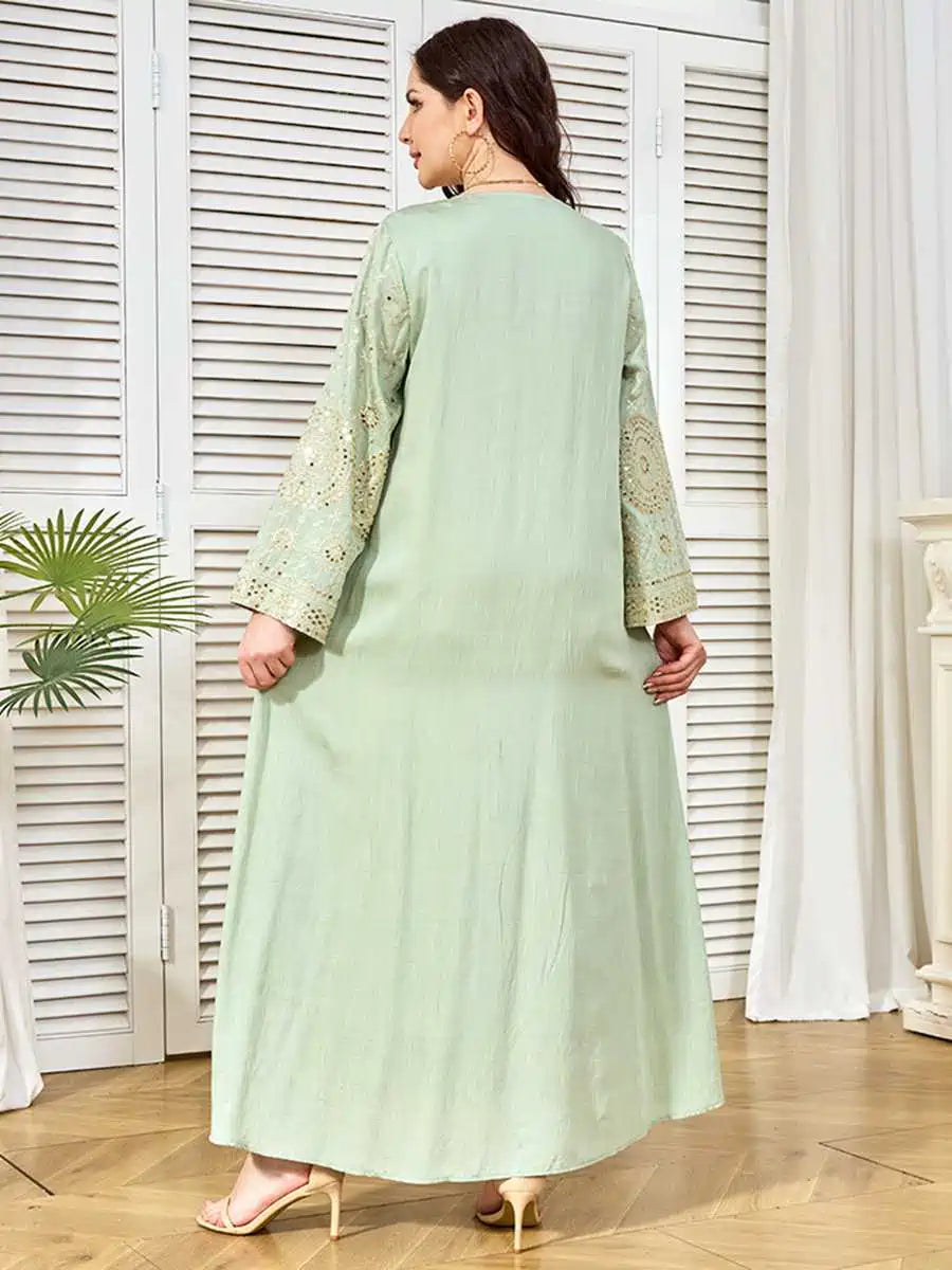 Elegant Sequins Embroidery Eid Caftan Dress for Women - Middle Eastern Arab Kaftan Style #25398 | Perfect for Eid Celebrations, Weddings & Special Occasions