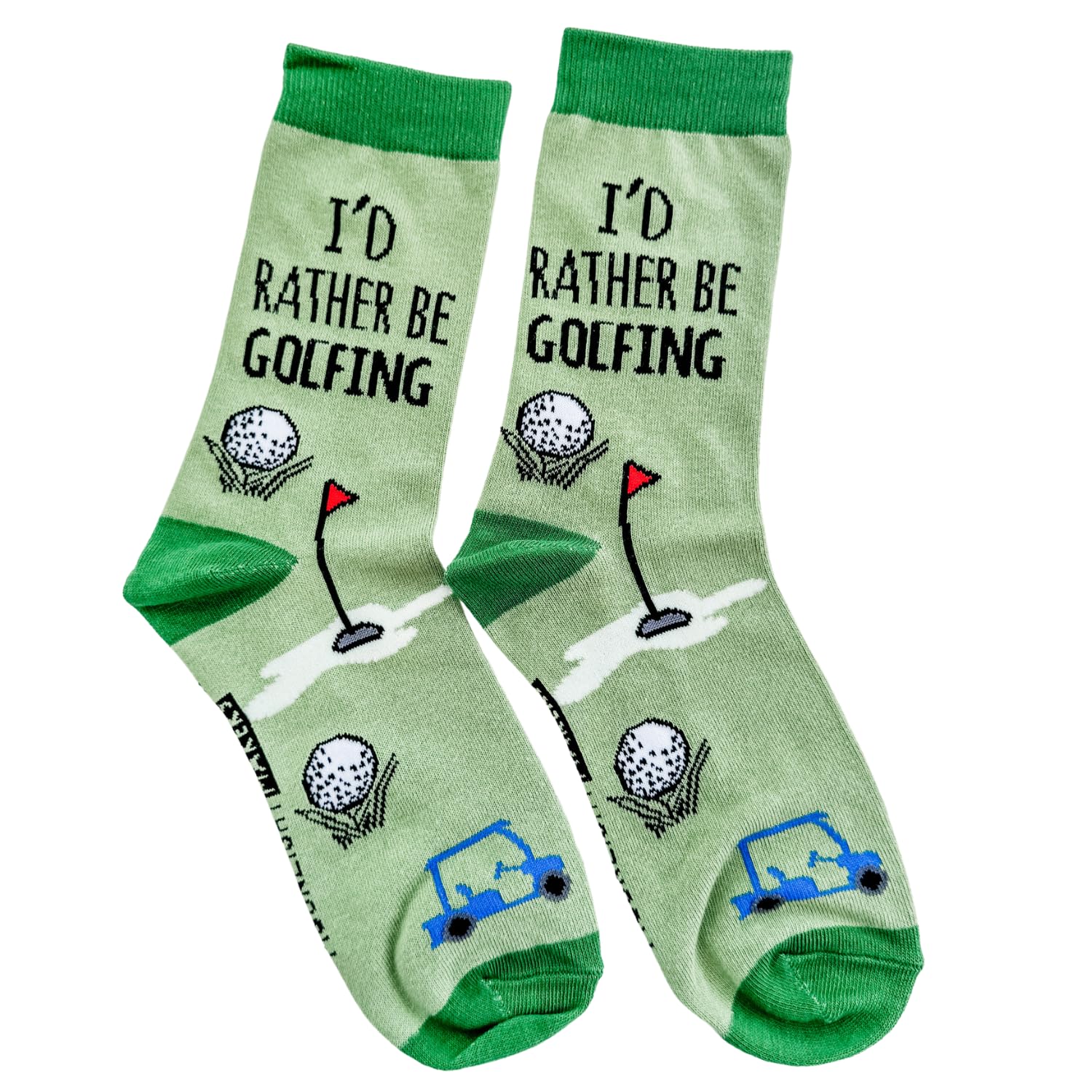 Funny Golf Socks for Men & Women - 'I'd Rather Be Golfing' Novelty Crew Socks - Unisex Graphic Socks with Sayings - Perfect Gift for Golf Lovers & Casual Wear