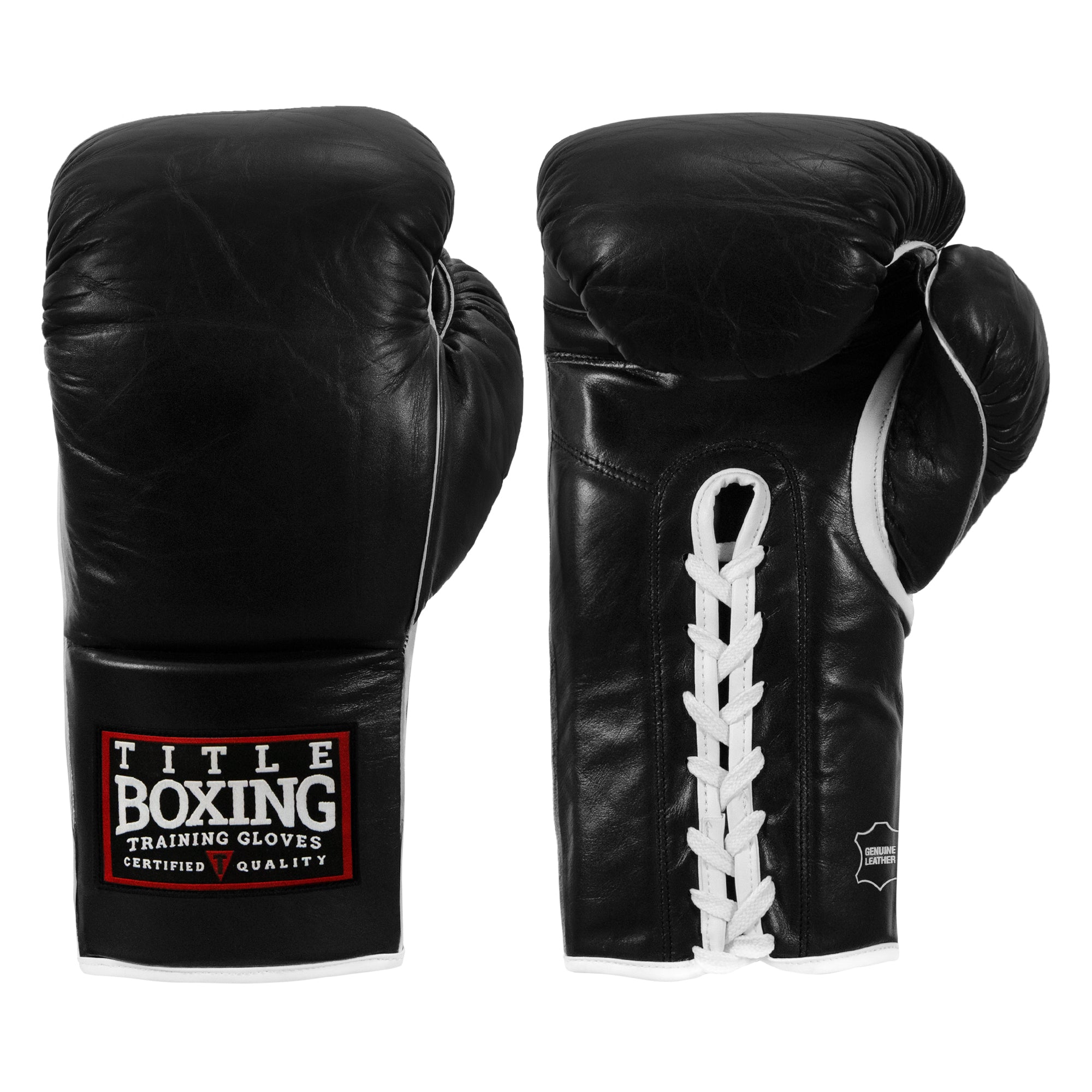 TITLE Boxing Old School Leather Lace-Up Sparring Gloves - Professional Training & Heavy Bag Workouts for Boxing, MMA & Fitness