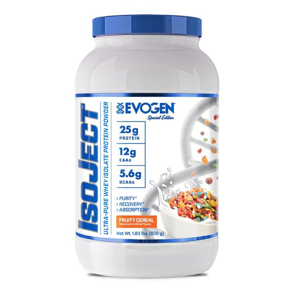 Evogen IsoJect Whey Protein Isolate - Fruity Cereal Flavor 832g | Fast-Absorbing Muscle Recovery & Post-Workout Supplement for Athletes & Fitness Enthusiasts | Ideal for Gym, Home Workouts & Active Lifestyles