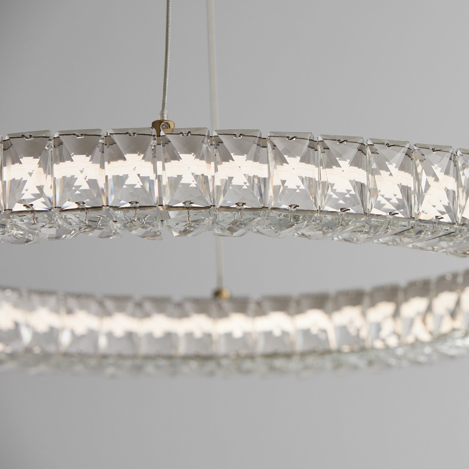 Oxygen Elan 3 874 40 Modern Ring LED Chandelier Light Fixture - Aged Brass & Crystal Accents | Elegant Dining Room & Living Room Lighting