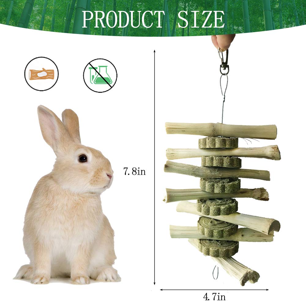 Organic Chinchilla Treats & Bunny Chew Toys for Rabbits - Natural Bamboo Sticks for Teeth Grinding, Small Animal Toys for Hamsters, Guinea Pigs (2 Pack) - Perfect for Cage Enrichment & Dental Health