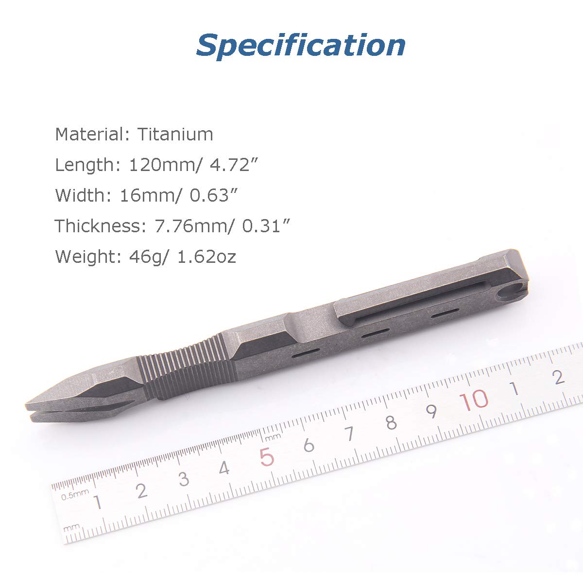 Titanium EDC Pry Bar - Multi-Tool with Nail Puller, Bottle Opener & Pocket Clip | Compact Everyday Carry Tool for Survival, Camping & DIY Projects (Grey)