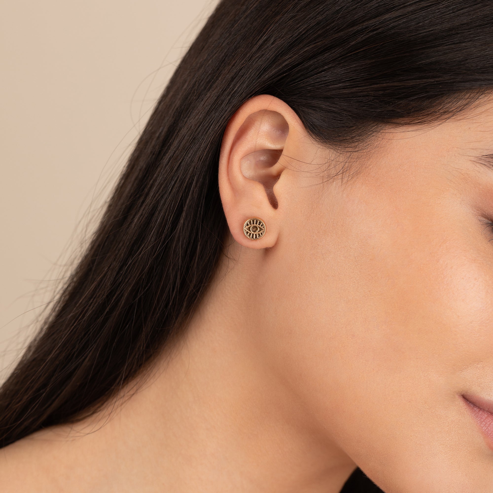 Evil Eye Stud Earrings for Women - Silver & Gold Circle Protection Jewelry - Perfect for Everyday Wear, Gifts & Spiritual Healing