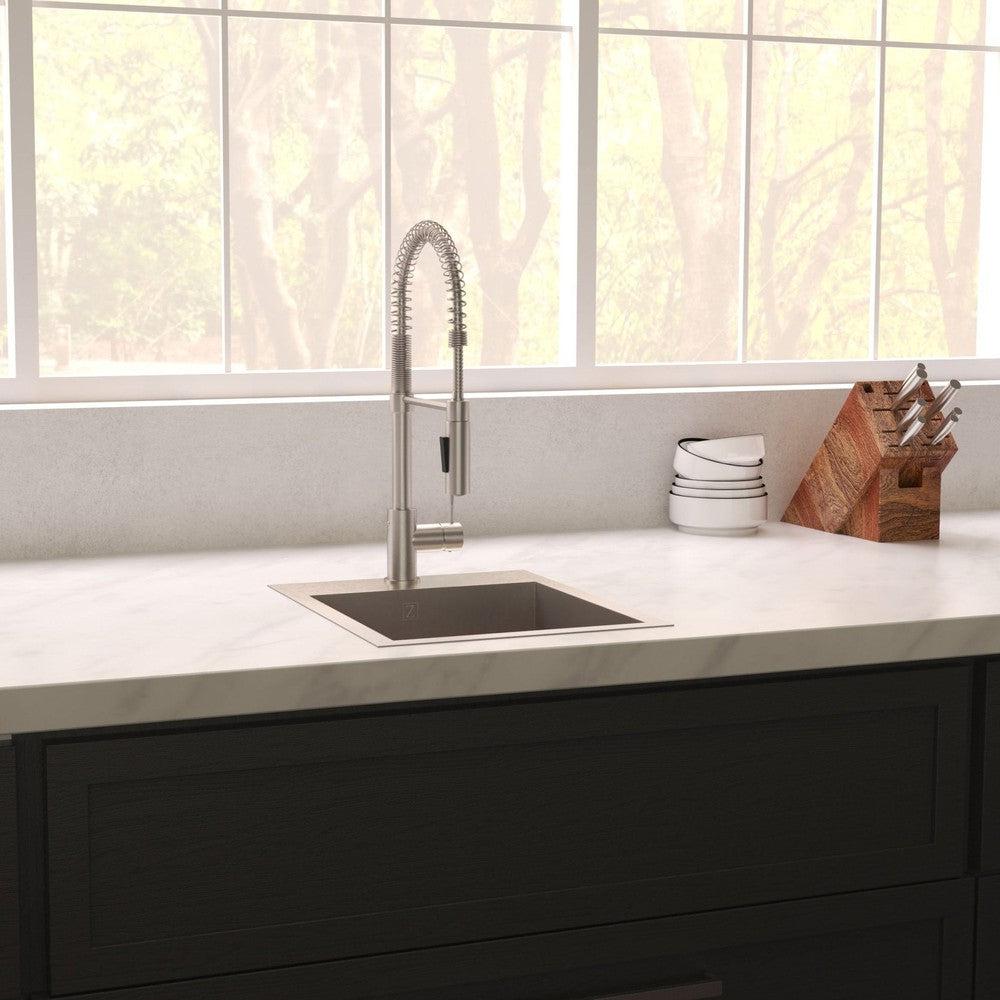 ZLINE 15 Inch Stainless Steel Single Bowl Bar Kitchen Sink - Topmount Design with Multiple Color Options (STS 15) - Perfect for Small Kitchens, Bars, and RV Use