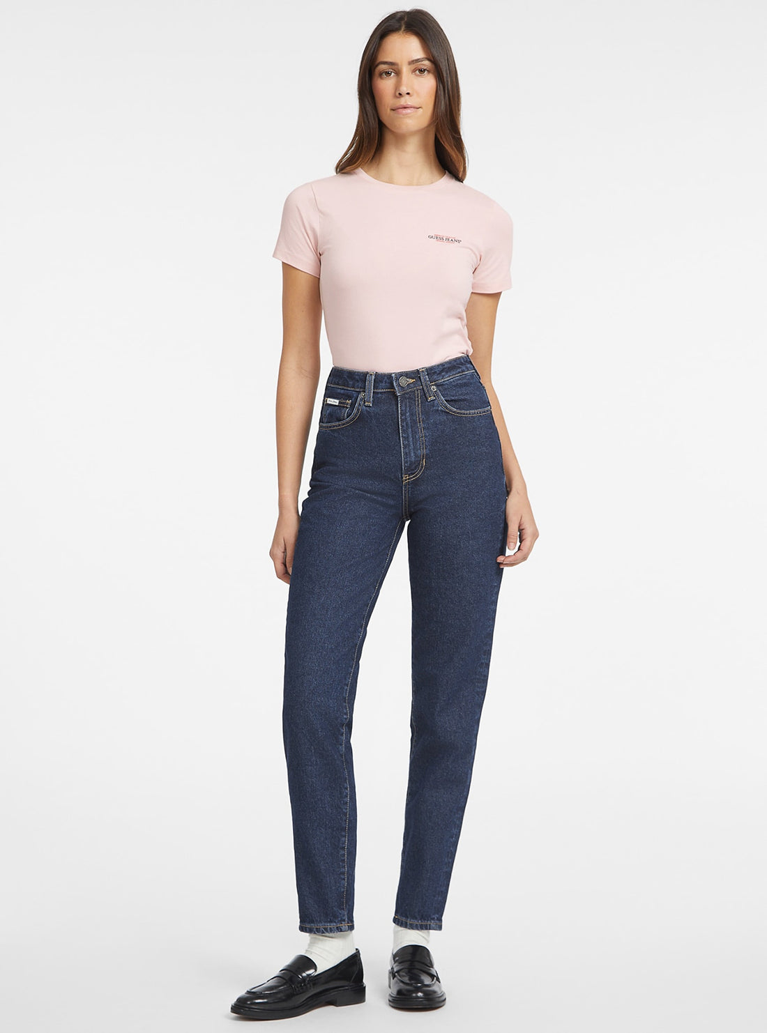 Guess G06 High Waist Mom Jeans for Women - Vintage Stretch Denim Pants - Perfect for Casual Outfits & Everyday Wear