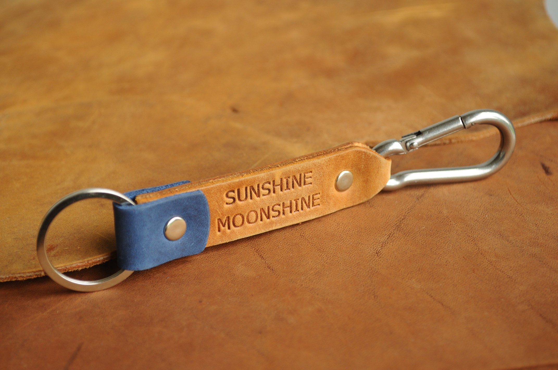 Personalized Leather Keychain - Custom Engraved Text, Initials Ring & Monogram Keyring for Men - Boyfriend Gift, Groomsmen Present with Latitude Longitude GPS Coordinates - Durable Stainless Steel Carabiner Hook for Keys, Backpacks & Travel Accessories