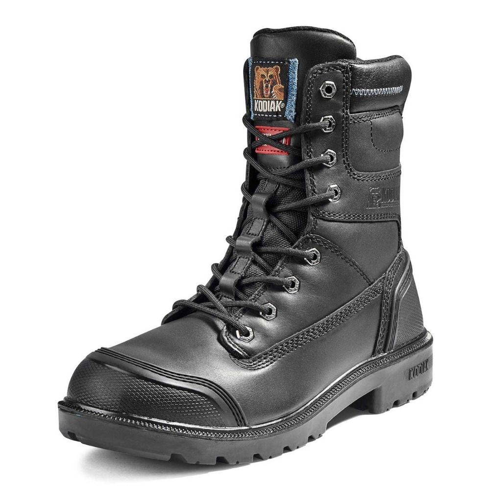 Kodiak Blue Plus Men's Size 8 Aluminum Toe Work Boots - OSHA Approved Safety Shoes for Construction & Industrial Work - Waterproof Black Steel Toe Boots for Heavy Duty Jobs