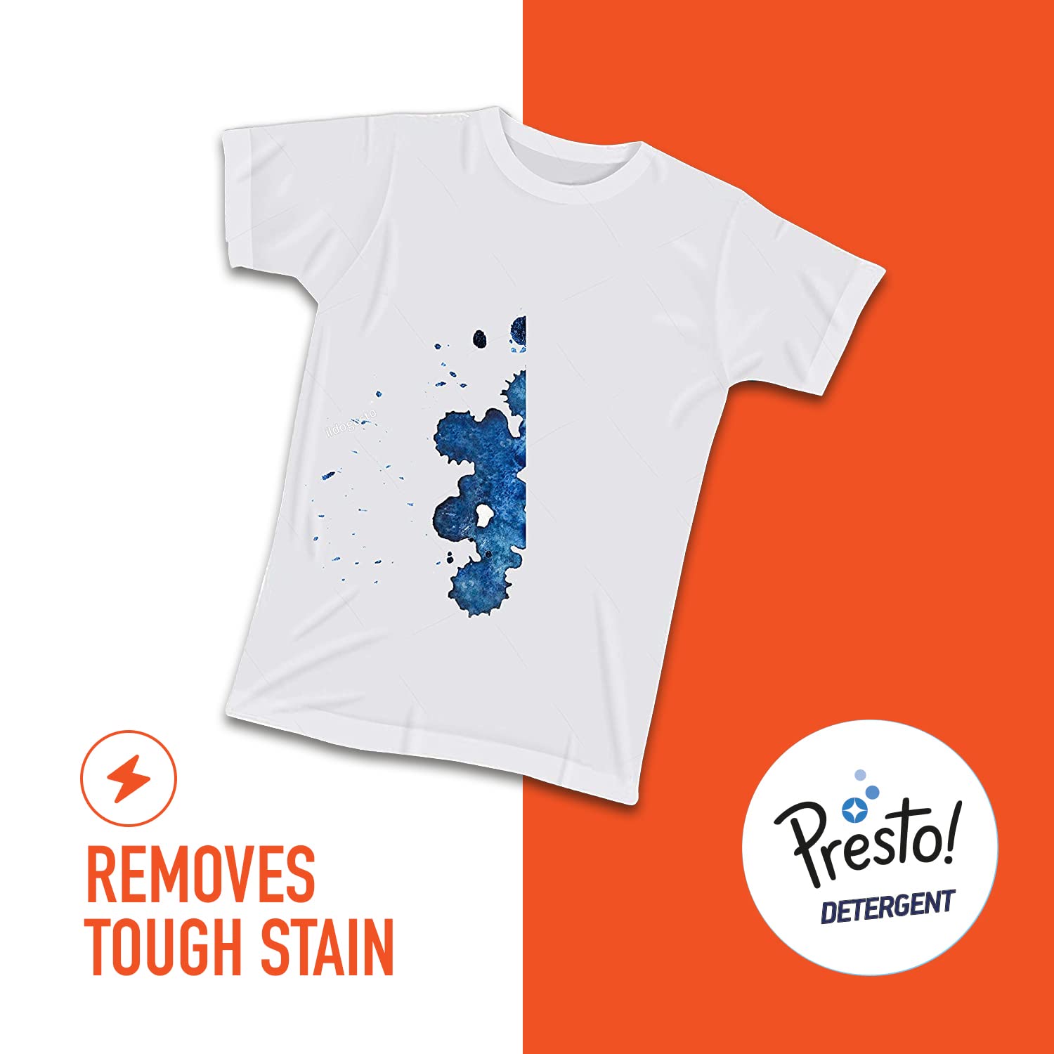 Presto! Total Wash Detergent Powder 4kg - Heavy Duty Stain Remover | Gentle on Fabrics | Fresh Scent | Machine & Hand Wash | Bleach-Free Laundry Detergent | Perfect for Everyday Clothes, Baby Wear & Delicates