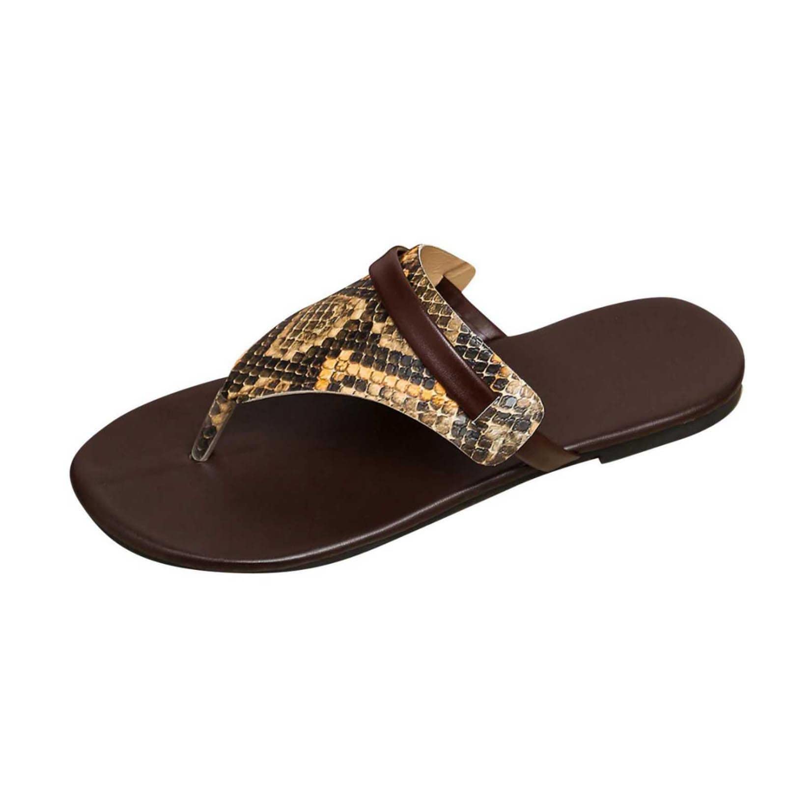 FFENYAN Women's Snake Print Flip Flop Slippers - Non-Slip Clip Toe Slide Sandals for Summer, Low Heel Comfortable House Shoes for Beach, Poolside & Indoor Use