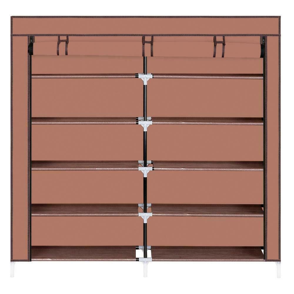 CarteRE 6-Tier Shoe Rack Cabinet with Cover - Holds 36 Pairs of Shoes - Space Saving Shoe Organizer for Closet, Entryway, Bedroom & Dorm - Sturdy Shoe Storage Shelf for Men, Women & Kids Footwear