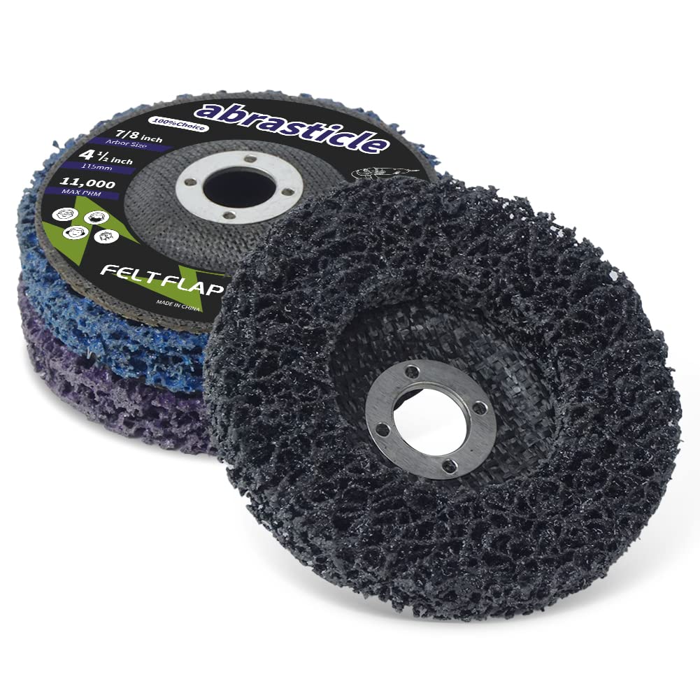 3-Pack 4.5 Inch Poly Strip Disc Wheels for Angle Grinder - Rust, Paint & Weld Removal Tool - 7/8