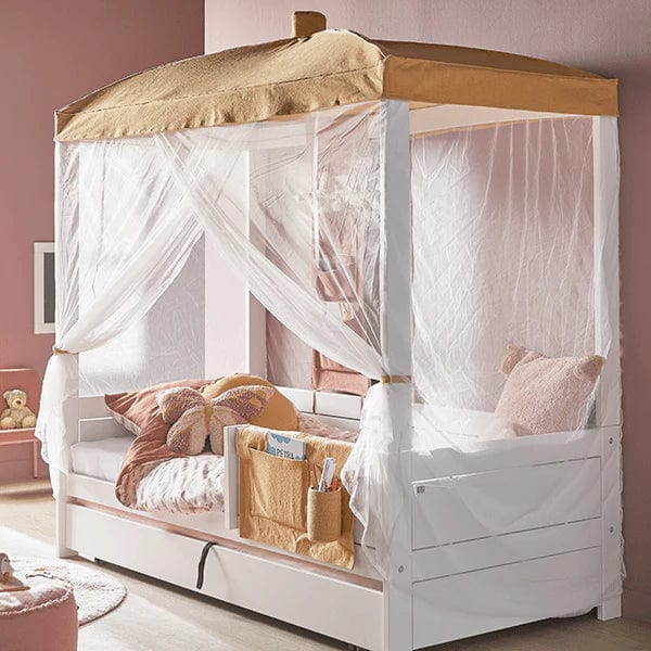 Honey Glow Four Poster Bed Canopy - Elegant Bedroom Decor for Romantic & Cozy Atmosphere