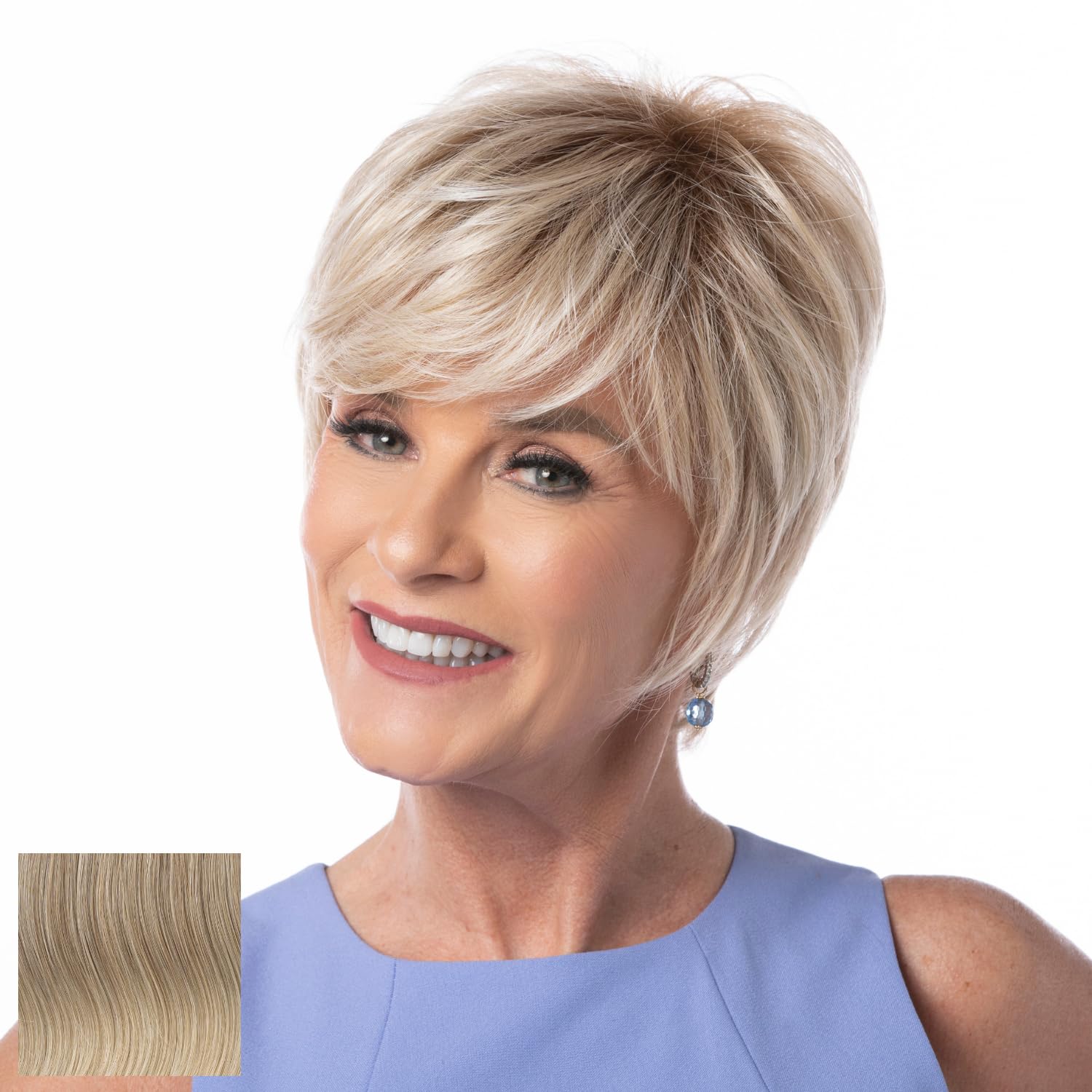 Toni Brattin Timeless Short Wig - Classic Cut with Crown Lift & Razor Tapering - Heat-Friendly Synthetic Hair Looks Natural - Adjustable Comfort Fit (Light Blonde) for Everyday Wear, Work & Special Occasions