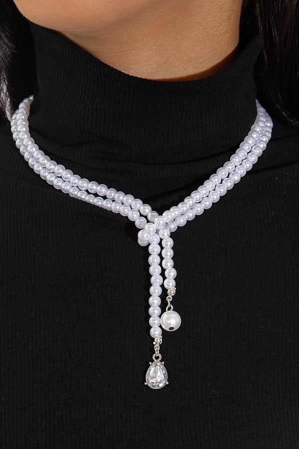 Elegant Vintage Pearl Tassel Necklace for Women - Classic Simple Pearl Drop Pendant Jewelry - Perfect for Weddings, Parties & Special Occasions