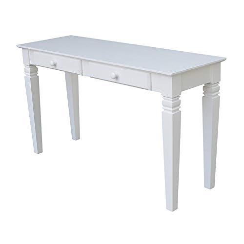 Pemberly Row White Traditional Console Table with 2 Drawers - Perfect for Entryway, Hallway & Living Room Decor